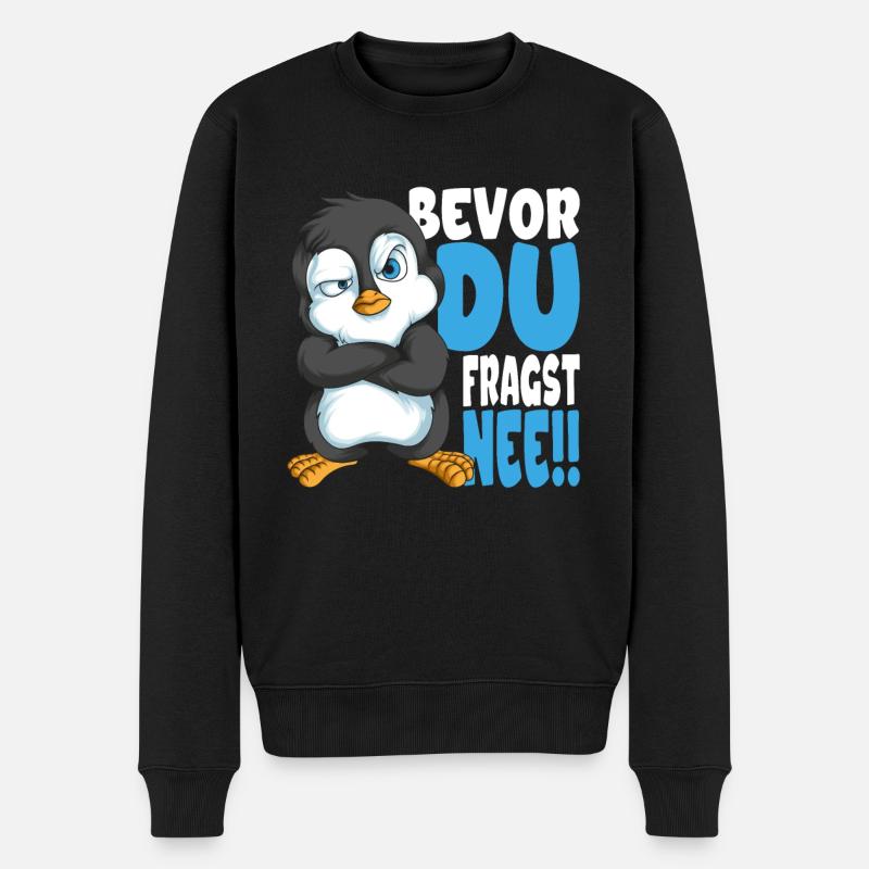 Bevor du fragst nee mir egal Pinguine - Männer Premium Bio Pullover - Schwarz