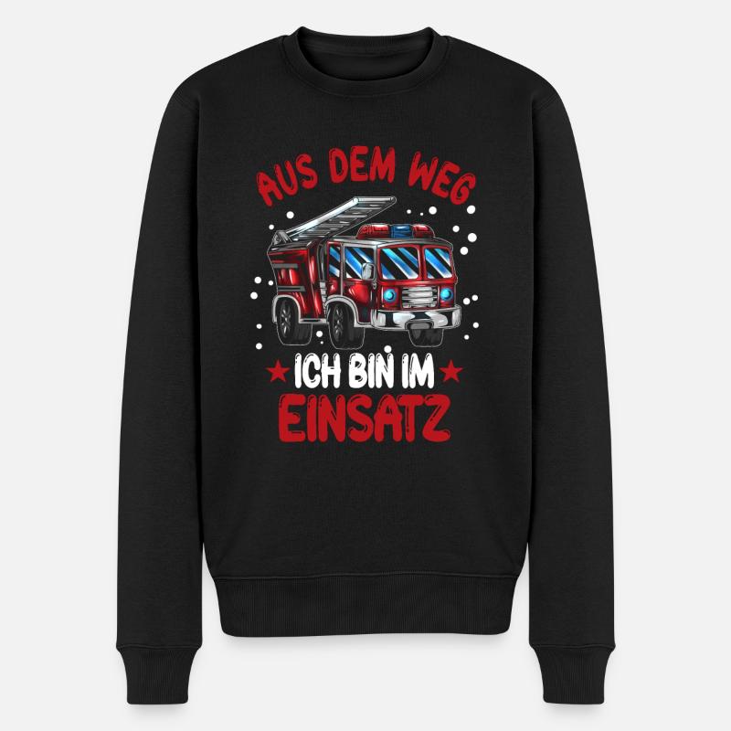 Feuerwehrspruch Feuerwehrauto Kinder Outfit - Männer Premium Bio Pullover - Schwarz