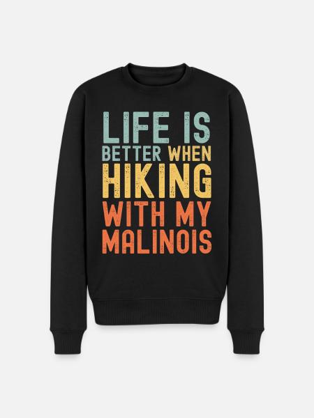 Malinois Hiking dog retro - Men's Premium Organic Jumper - black