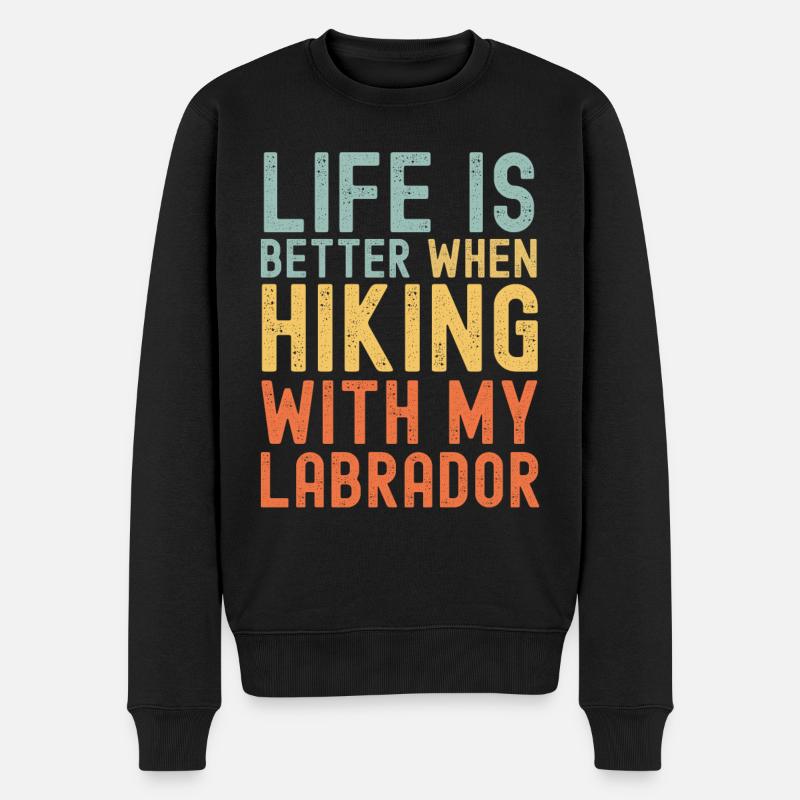 Labrador Wanderhund retro - Männer Premium Bio Pullover - Schwarz