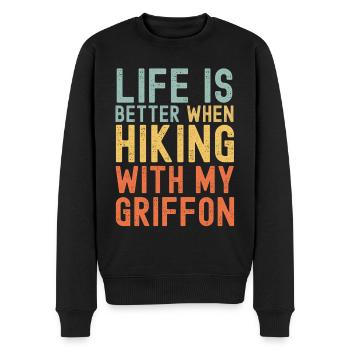Griffon Wanderhund retro - Männer Premium Bio Pullover - Schwarz - Vorne - Nico (187cm)