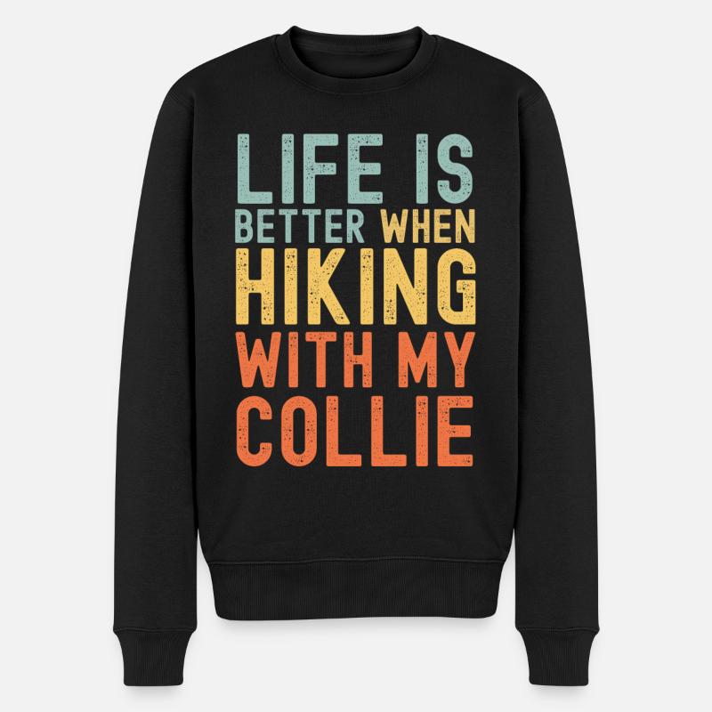 Collie Randonnée chien rétro - Pull Premium bio Homme - noir