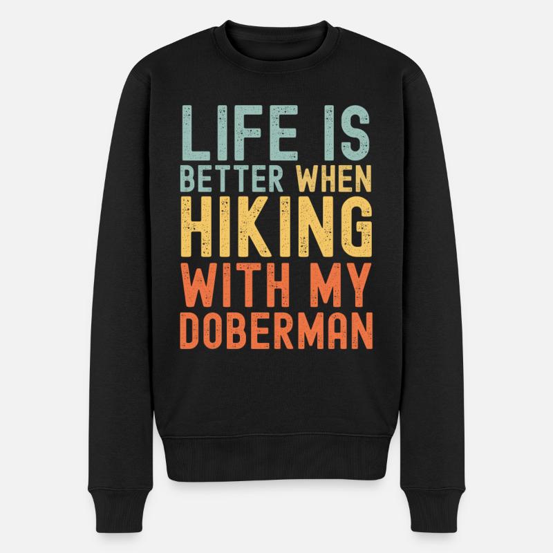Dobermann Wanderhund retro - Männer Premium Bio Pullover - Schwarz