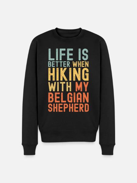 Belgian-Shepherd Hiking dog retro - Men's Premium Organic Jumper - black