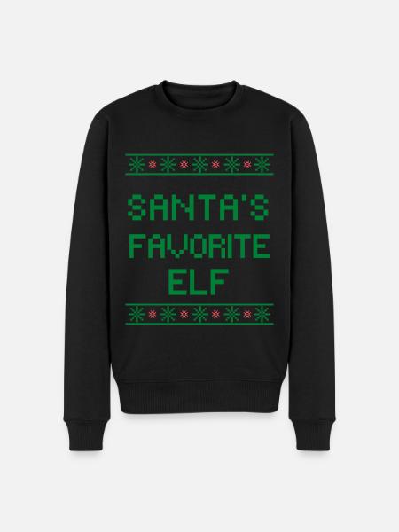 Santa's favorite Elf - Männer Premium Bio Pullover - Schwarz