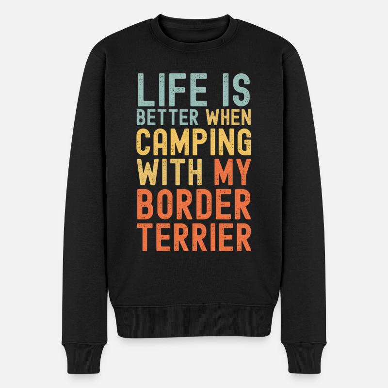 Border Terrier Camping retro vintage - Männer Premium Bio Pullover - Schwarz