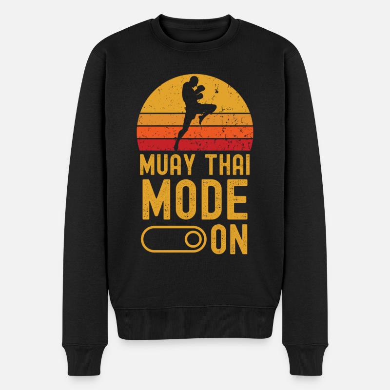 Muay Thai Mode on retro vintage - Männer Premium Bio Pullover - Schwarz