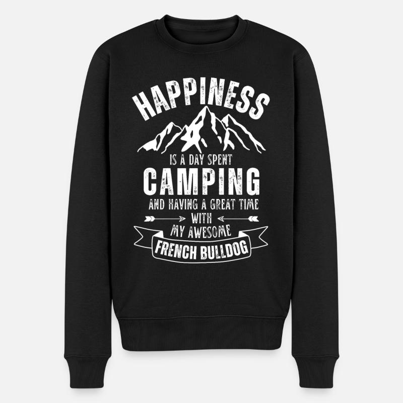 Camping et Français Bulldog - Pull Premium bio Homme - noir