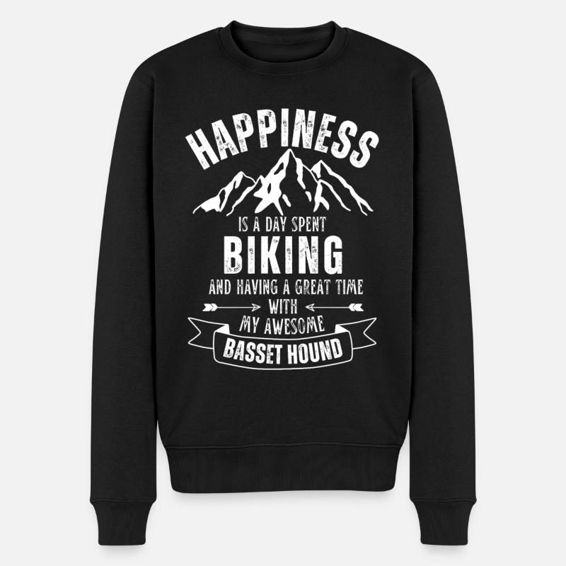 Cyclisme et Basset-Hound - Pull Premium bio Homme - noir