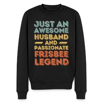 Husband Frisbee retro - Men's Premium Organic Jumper - black - Front - Nico (187cm)