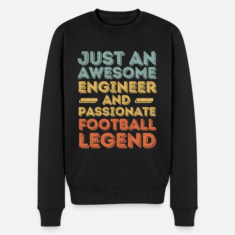 ingénieur football rétro - Pull Premium bio Homme - noir
