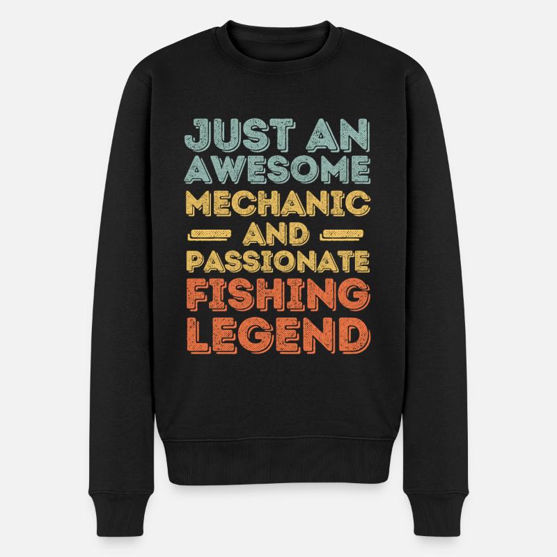 Mécanicien pêche pêche rétro - Pull Premium bio Homme - noir