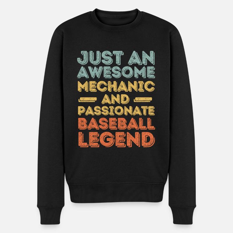 Mécanicien de baseball rétro - Pull Premium bio Homme - noir