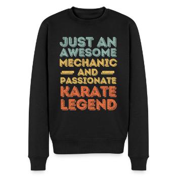 Mécanicien Karaté rétro - Pull Premium bio Homme - noir - Devant - Nico (187cm)