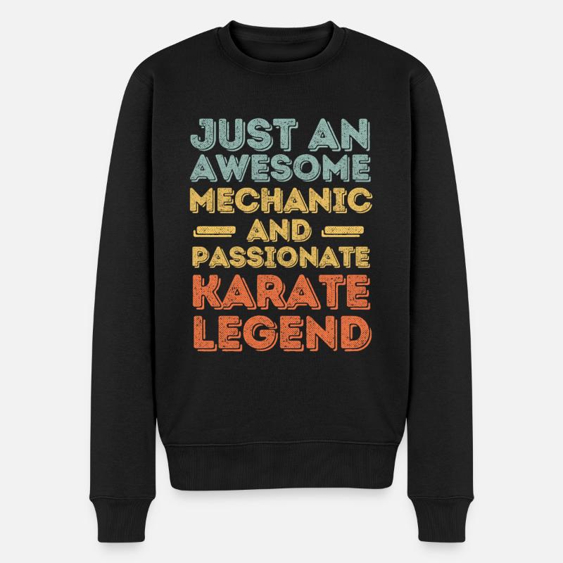 Mechaniker Karate retro - Männer Premium Bio Pullover - Schwarz