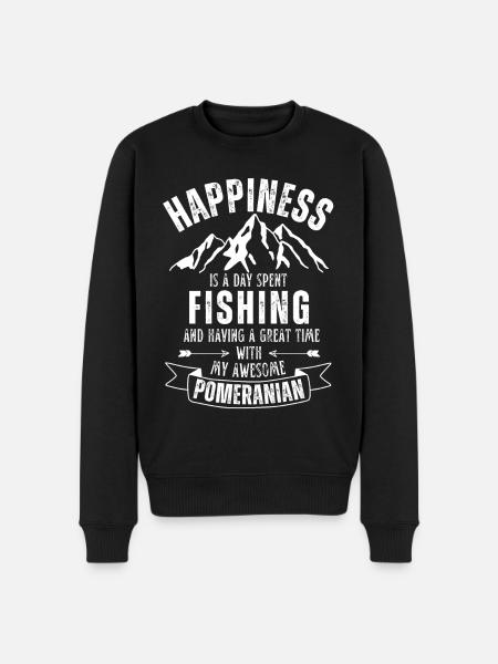 Fishing and Miniature Spitz - Men's Premium Organic Jumper - black