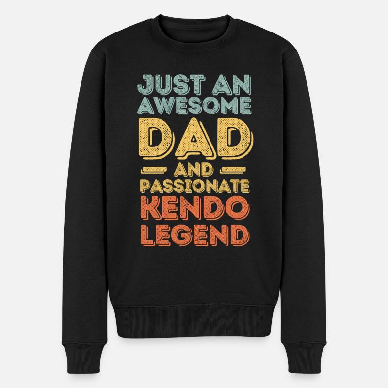 Papa Kendo rétro - Pull Premium bio Homme - noir