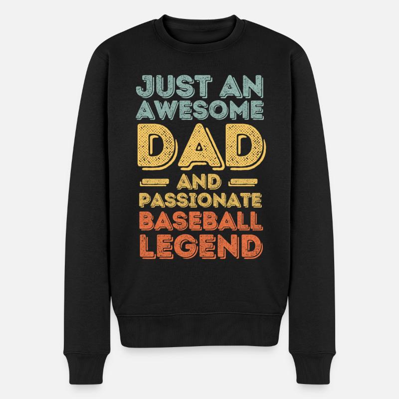 Papa Baseball retro - Männer Premium Bio Pullover - Schwarz