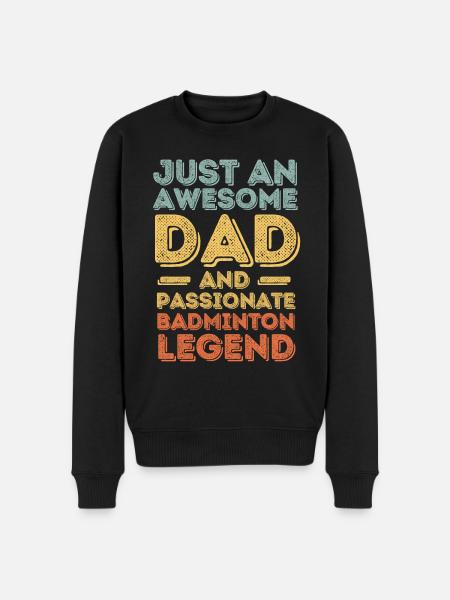 Dad badminton retro - Men's Premium Organic Jumper - black