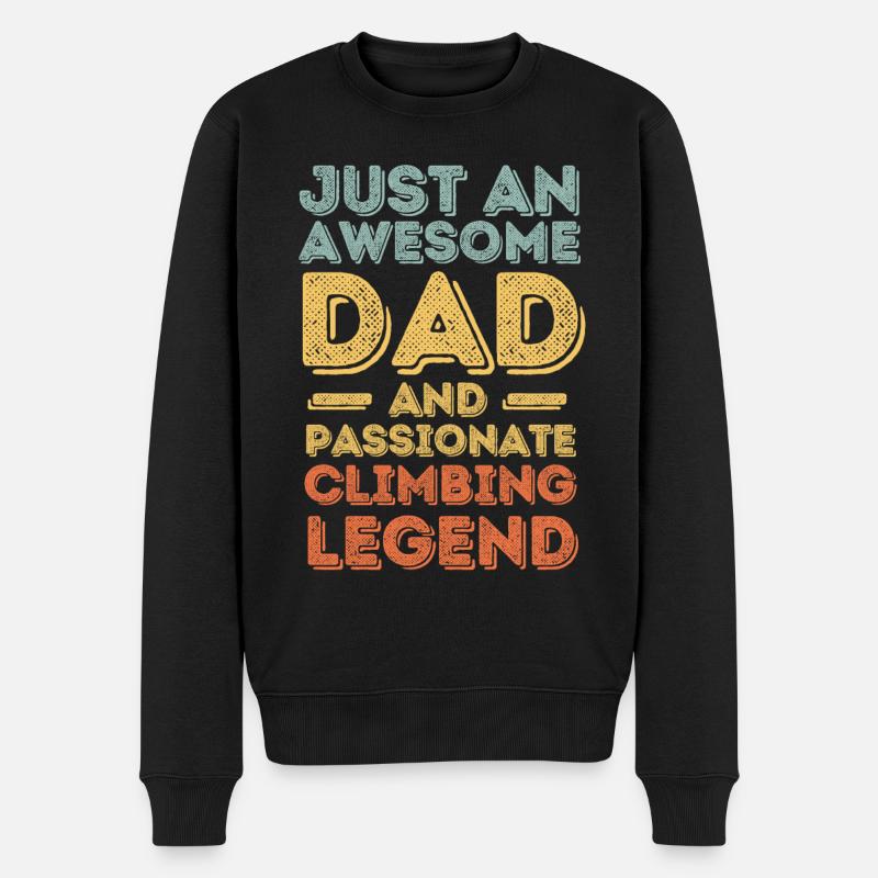Papa Klettern retro - Männer Premium Bio Pullover - Schwarz