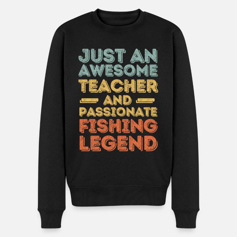 Instructeur pêche pêche rétro - Pull Premium bio Homme - noir