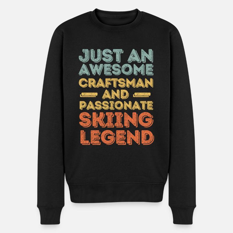 Artisan ski rétro - Pull Premium bio Homme - noir