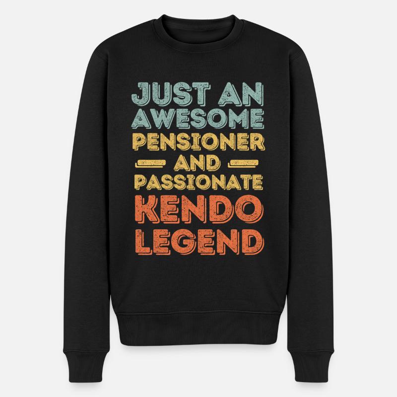 Rentner Kendo retro - Männer Premium Bio Pullover - Schwarz