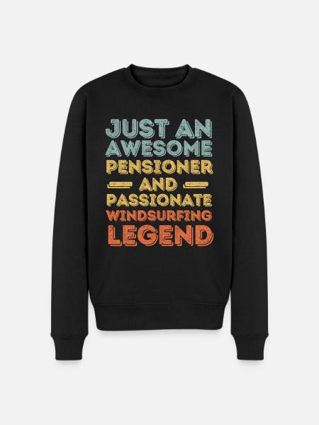 Rentner Windsurfen retro - Männer Premium Bio Pullover - Schwarz