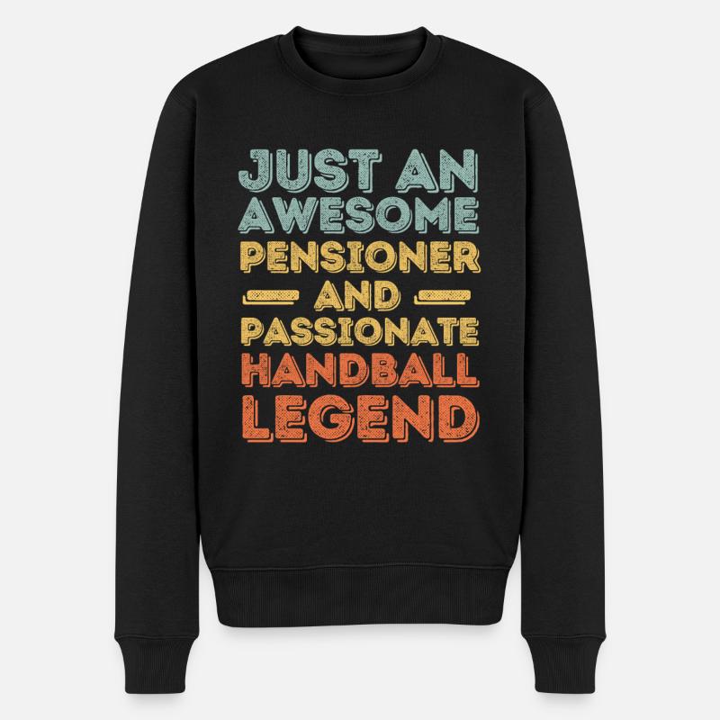 Rentner Handball retro - Männer Premium Bio Pullover - Schwarz