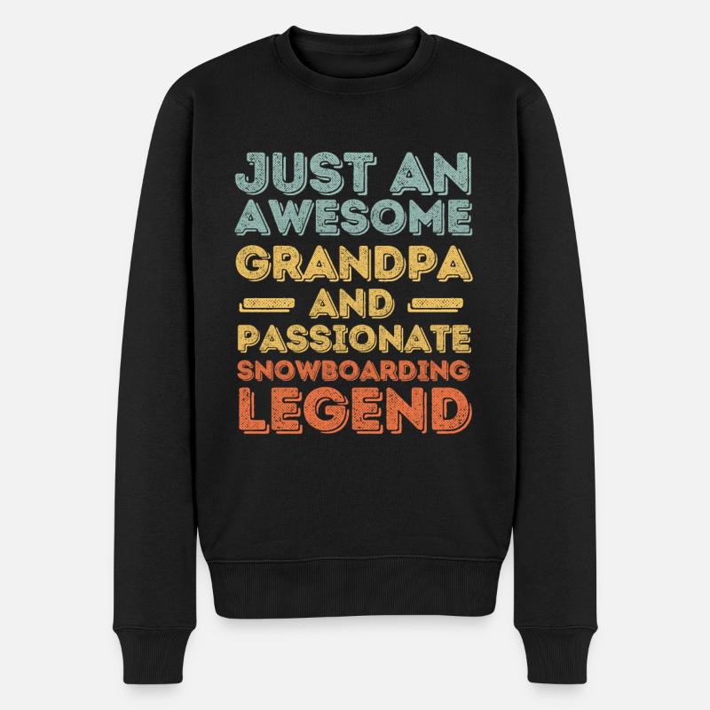 Grand-père Snowboard rétro - Pull Premium bio Homme - noir