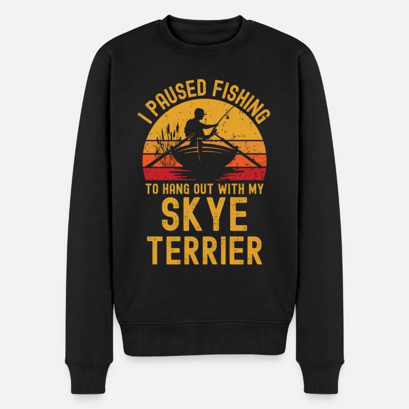 Pêche, pêche et Skye Terrier - Pull Premium bio Homme - noir