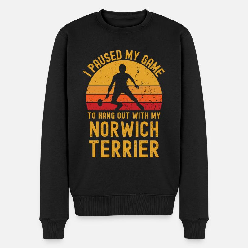 Badminton et Norwich Terrier - Pull Premium bio Homme - noir