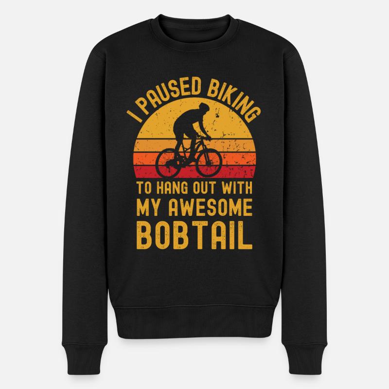 Radfahren und Bobtail - Männer Premium Bio Pullover - Schwarz