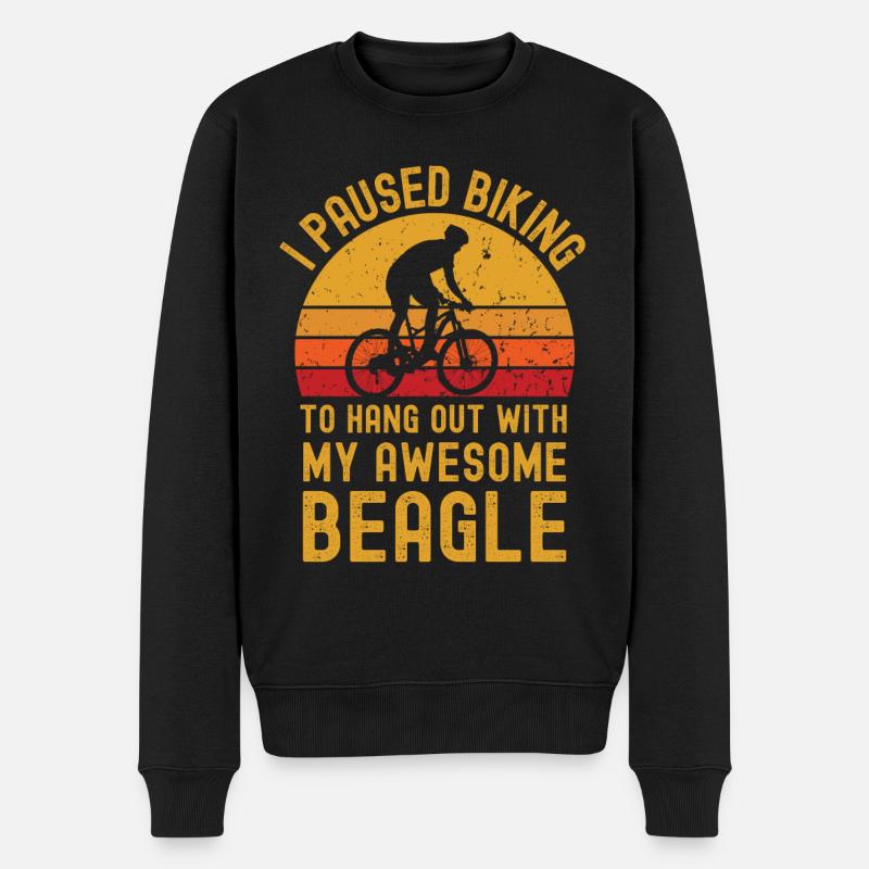 Radfahren und Beagle - Männer Premium Bio Pullover - Schwarz