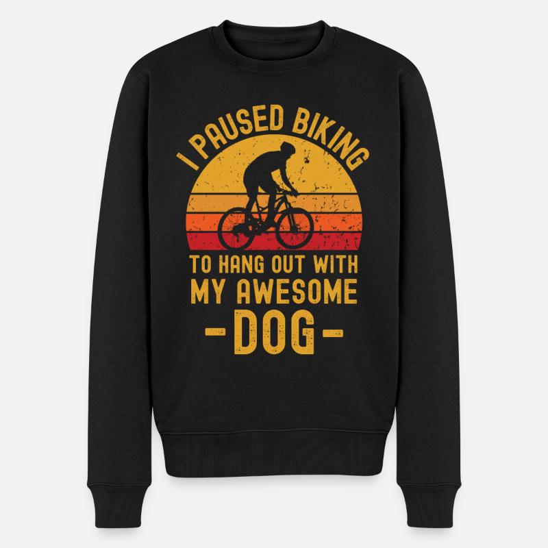 Radfahren und Hund - Männer Premium Bio Pullover - Schwarz
