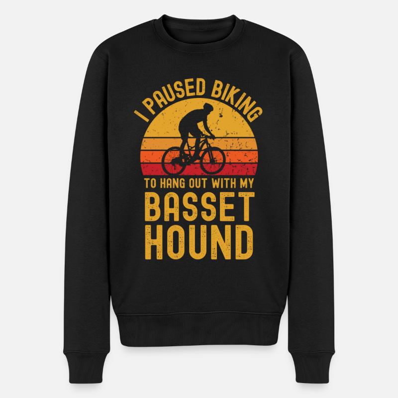 Cyclisme et Basset Hound - Pull Premium bio Homme - noir