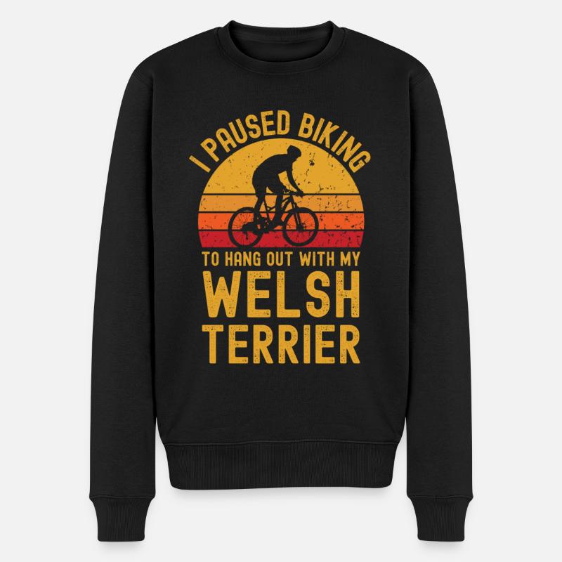 Cyclisme et Welsh Terrier - Pull Premium bio Homme - noir