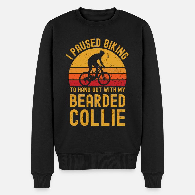 Cyclisme et Bearded Collie - Pull Premium bio Homme - noir