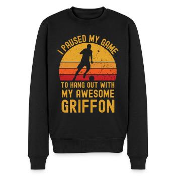 Fußball und Griffon - Männer Premium Bio Pullover - Schwarz - Vorne - Nico (187cm)