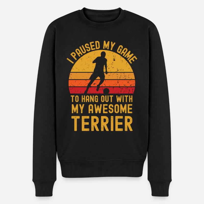 Fußball und Terrier - Männer Premium Bio Pullover - Schwarz