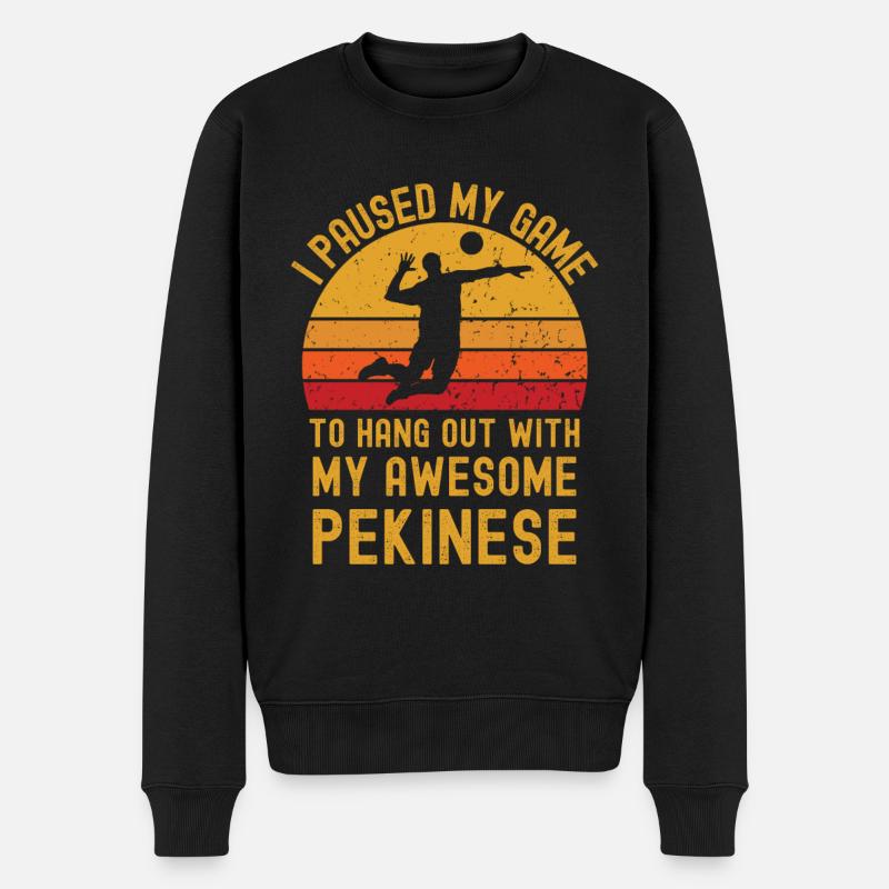 Volley-ball et Pékinois - Pull Premium bio Homme - noir