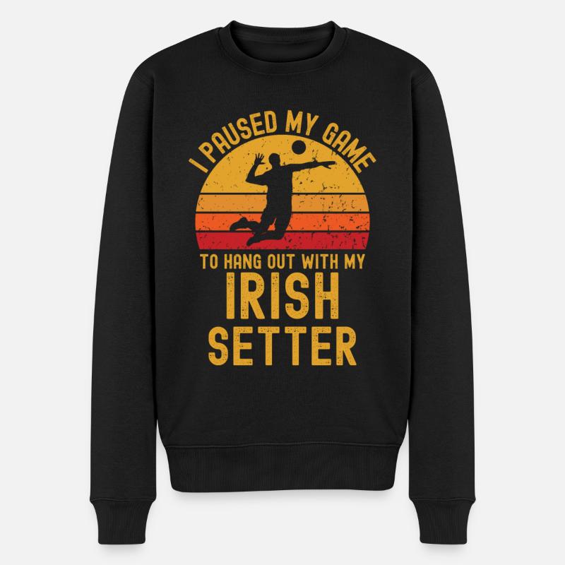 Volleyball und Irish-Setter - Männer Premium Bio Pullover - Schwarz