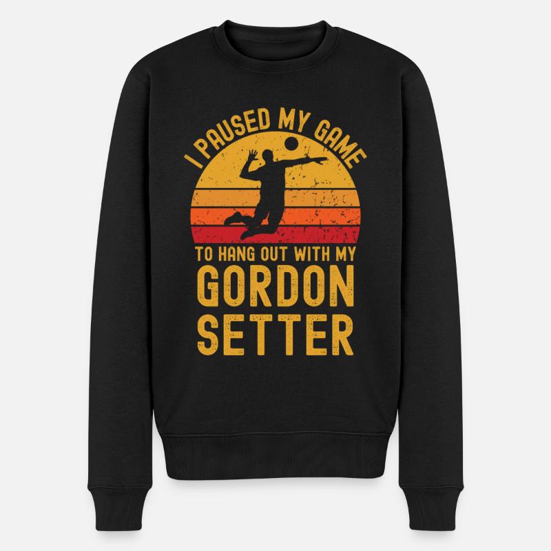 Volleyball und Gordon-Setter - Männer Premium Bio Pullover - Schwarz