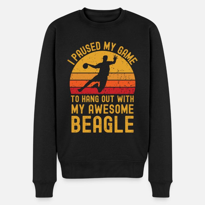 Handball und Beagle - Männer Premium Bio Pullover - Schwarz