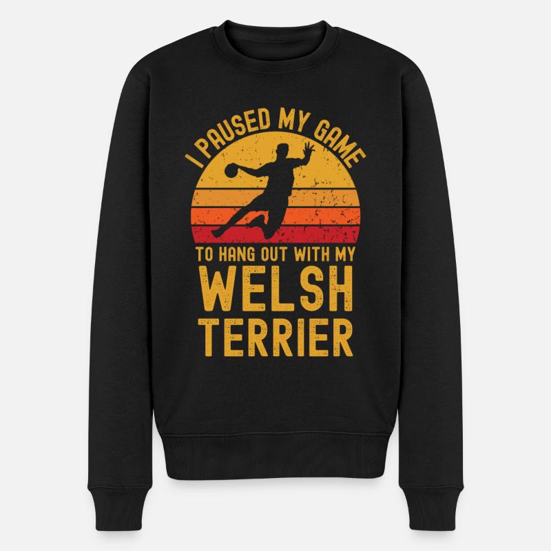Handball et Welsh Terriers - Pull Premium bio Homme - noir