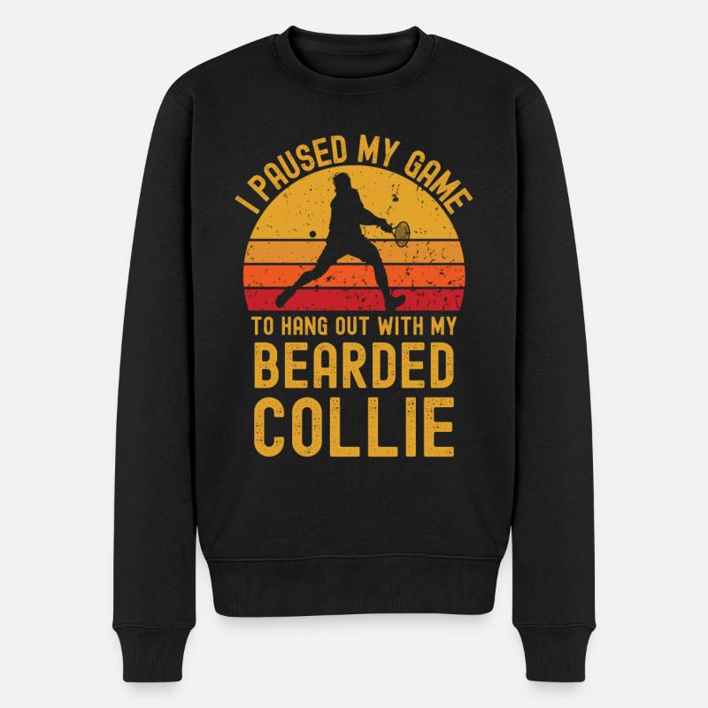 Tennis et Bearded Collie - Pull Premium bio Homme - noir