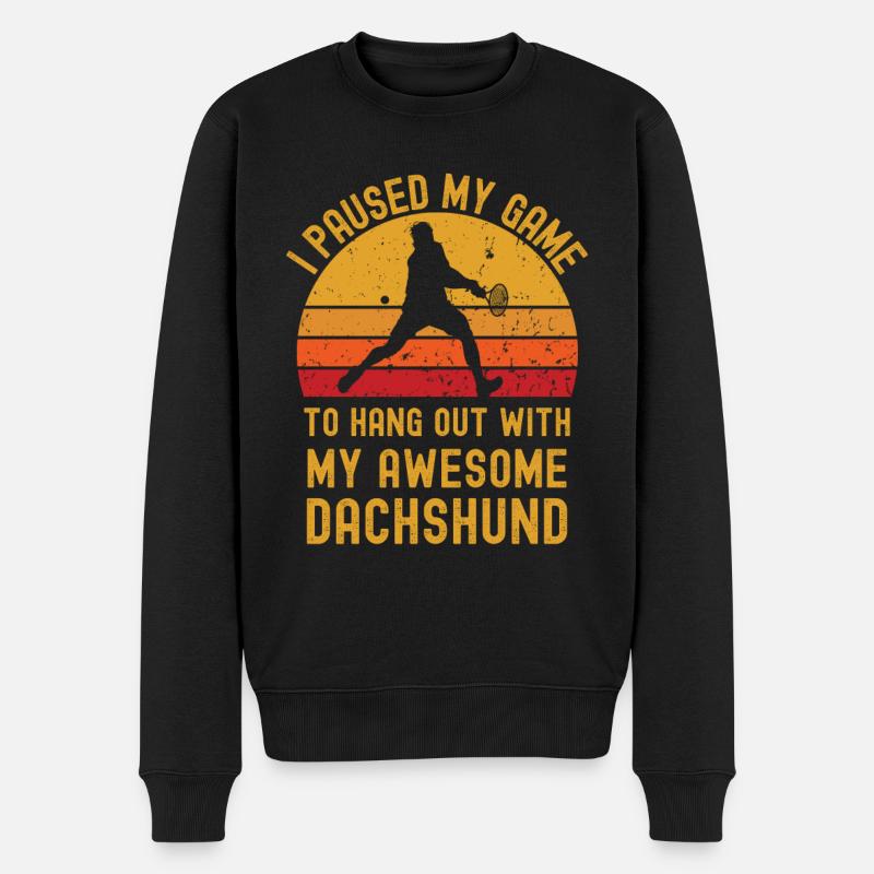 Tennis und Dackel - Männer Premium Bio Pullover - Schwarz