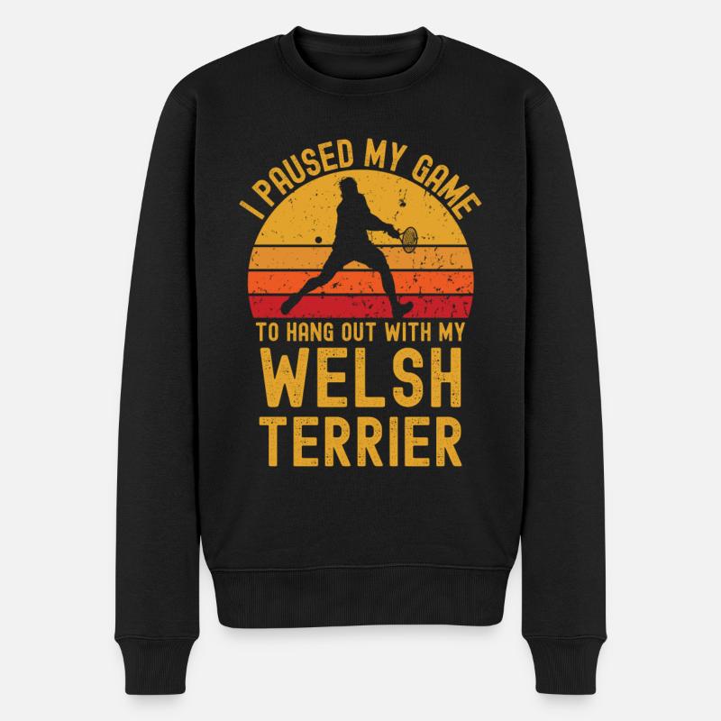 Tennis et Welsh Terriers - Pull Premium bio Homme - noir