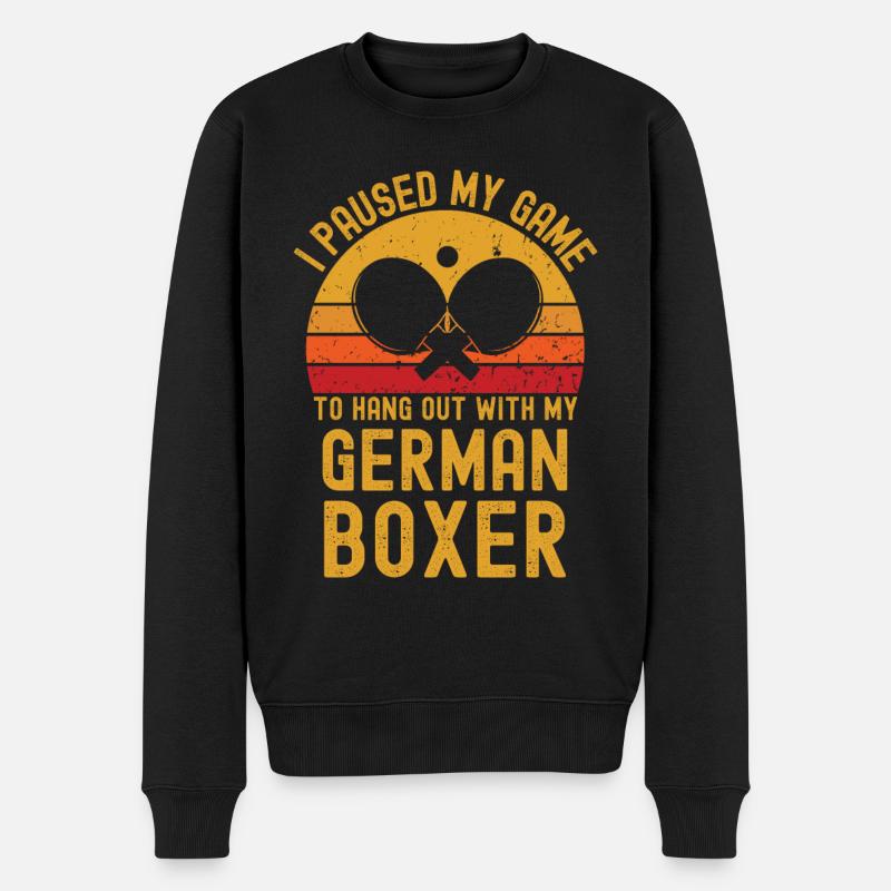 Tischtennis und Deutscher-Boxer - Männer Premium Bio Pullover - Schwarz