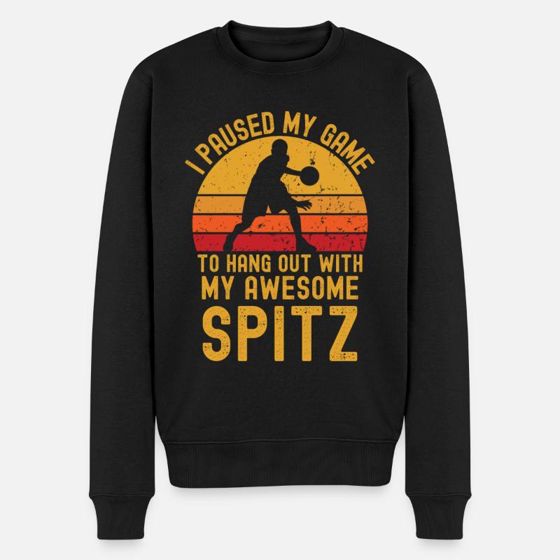 Basketball und Spitz - Männer Premium Bio Pullover - Schwarz